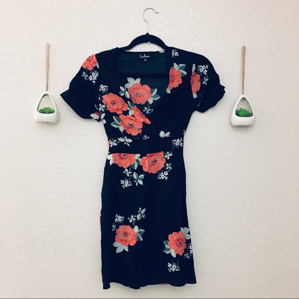 LULUS Black Floral Dress